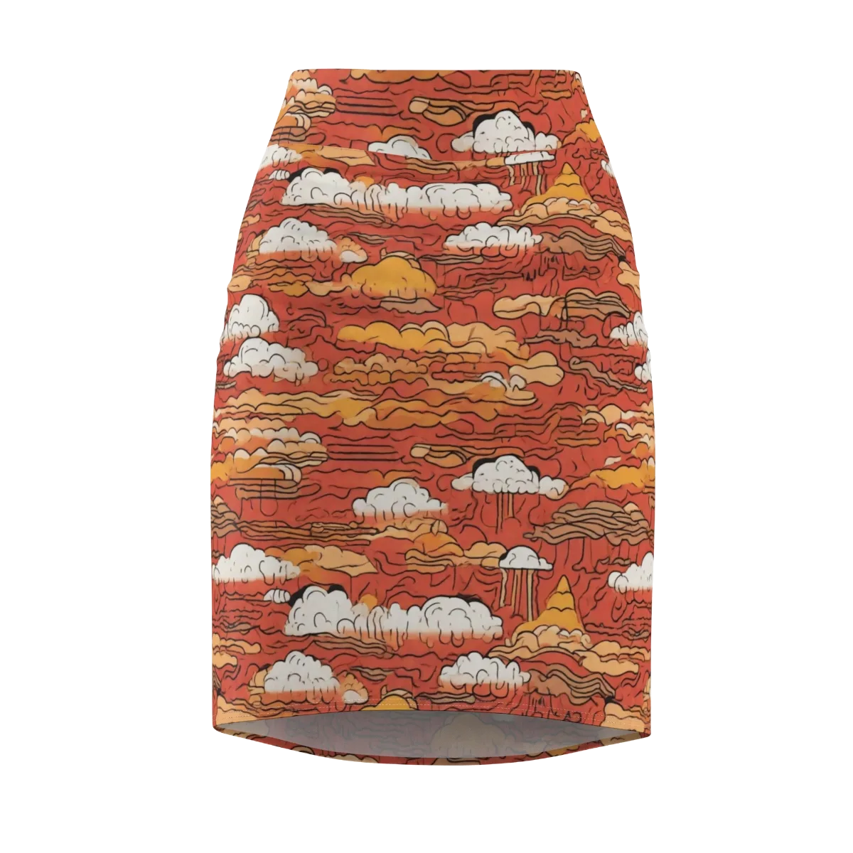 Ember Cloudscape on Pencil Skirt — Front