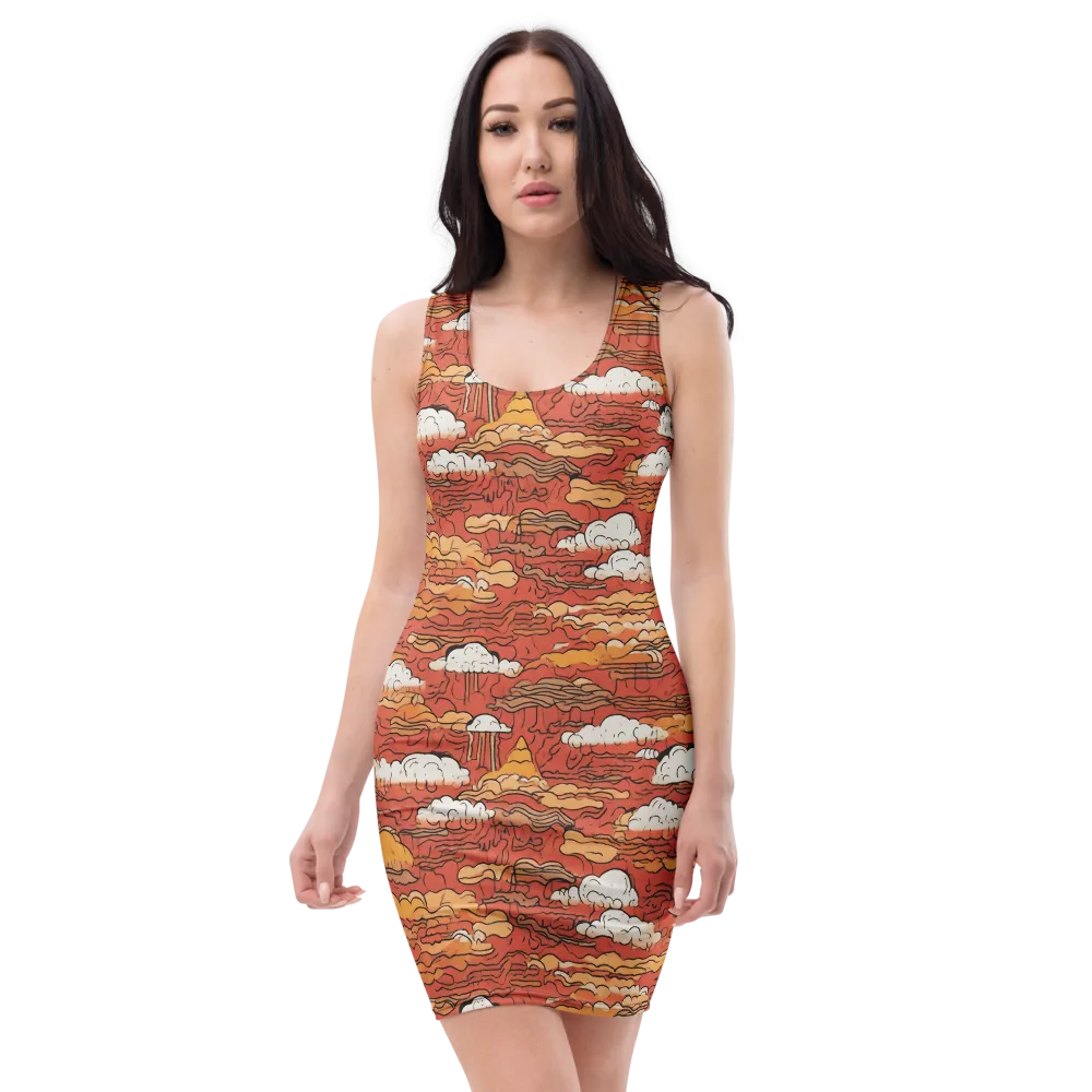 Ember Cloudscape on Bodycon Dress — Front