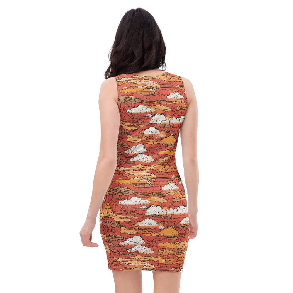Ember Cloudscape on Bodycon Dress — Back