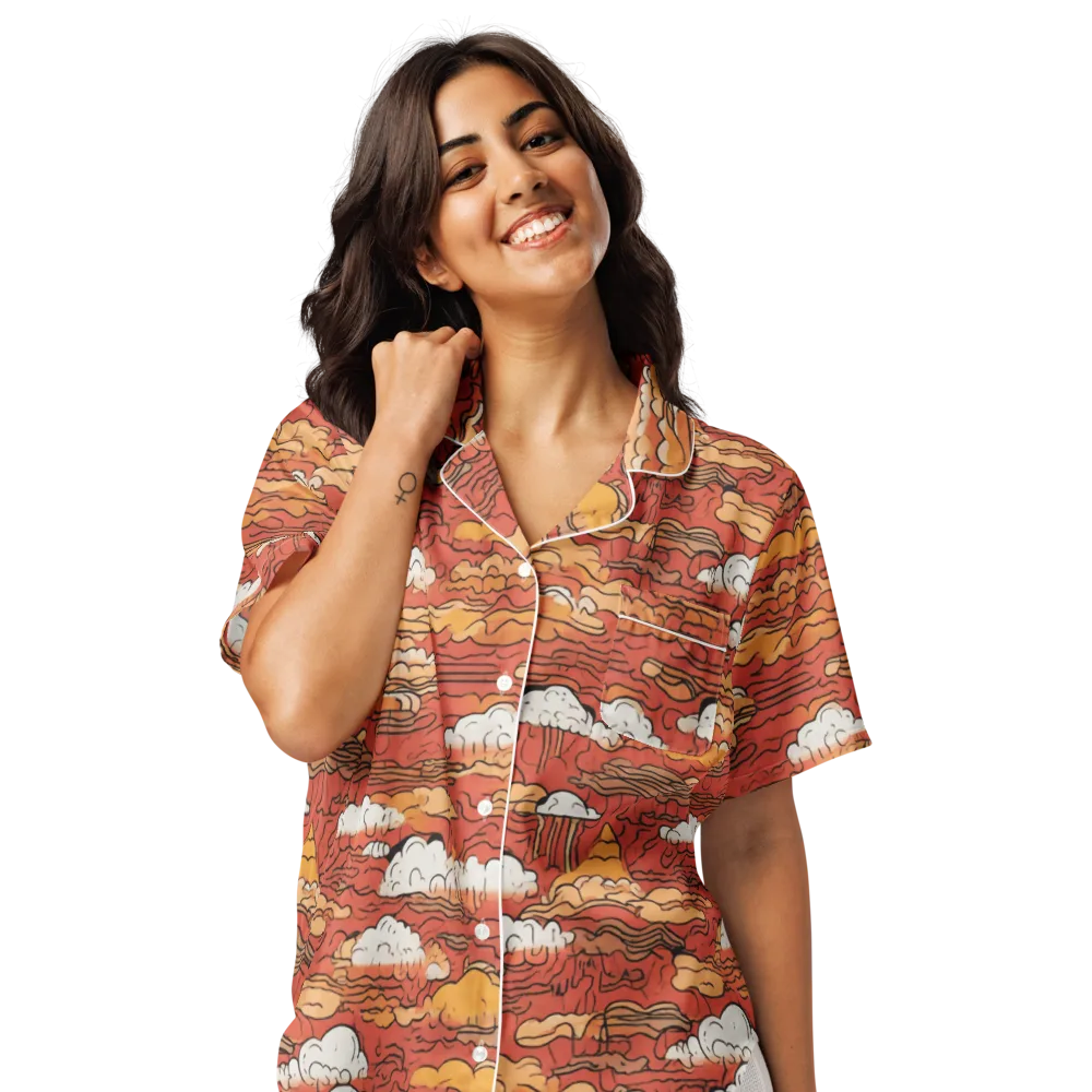 Ember Cloudscape on Women's Short Sleeve Pajama Top — Front