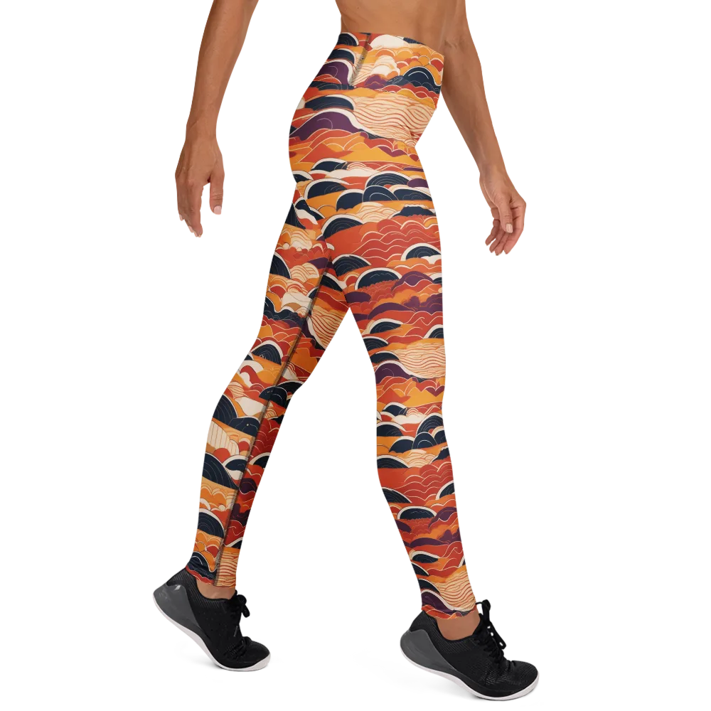 Sunset Wave Sonata on Yoga Leggings — Right