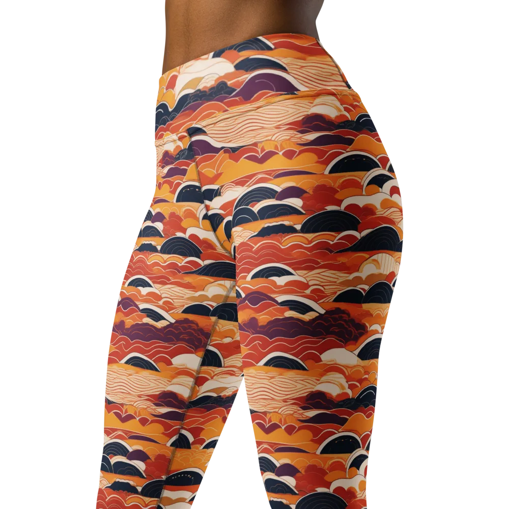 Sunset Wave Sonata on Yoga Leggings — Left Front
