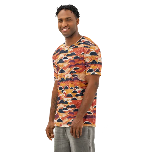 Sunset Wave Sonata on a Men's Cotton Crew Neck T-Shirt