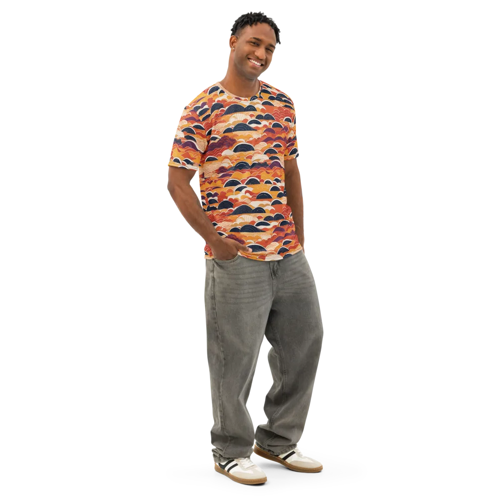 Sunset Wave Sonata on Men's Cotton Crew Neck T-Shirt — Right Front