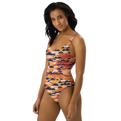 Sunset Wave Sonata on a One-Piece Swimsuit