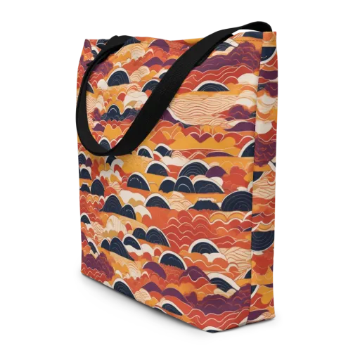 Sunset Wave Sonata on a Large Tote Bag W/ Pocket