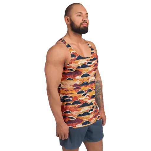 Sunset Wave Sonata on a Men's Tank Top