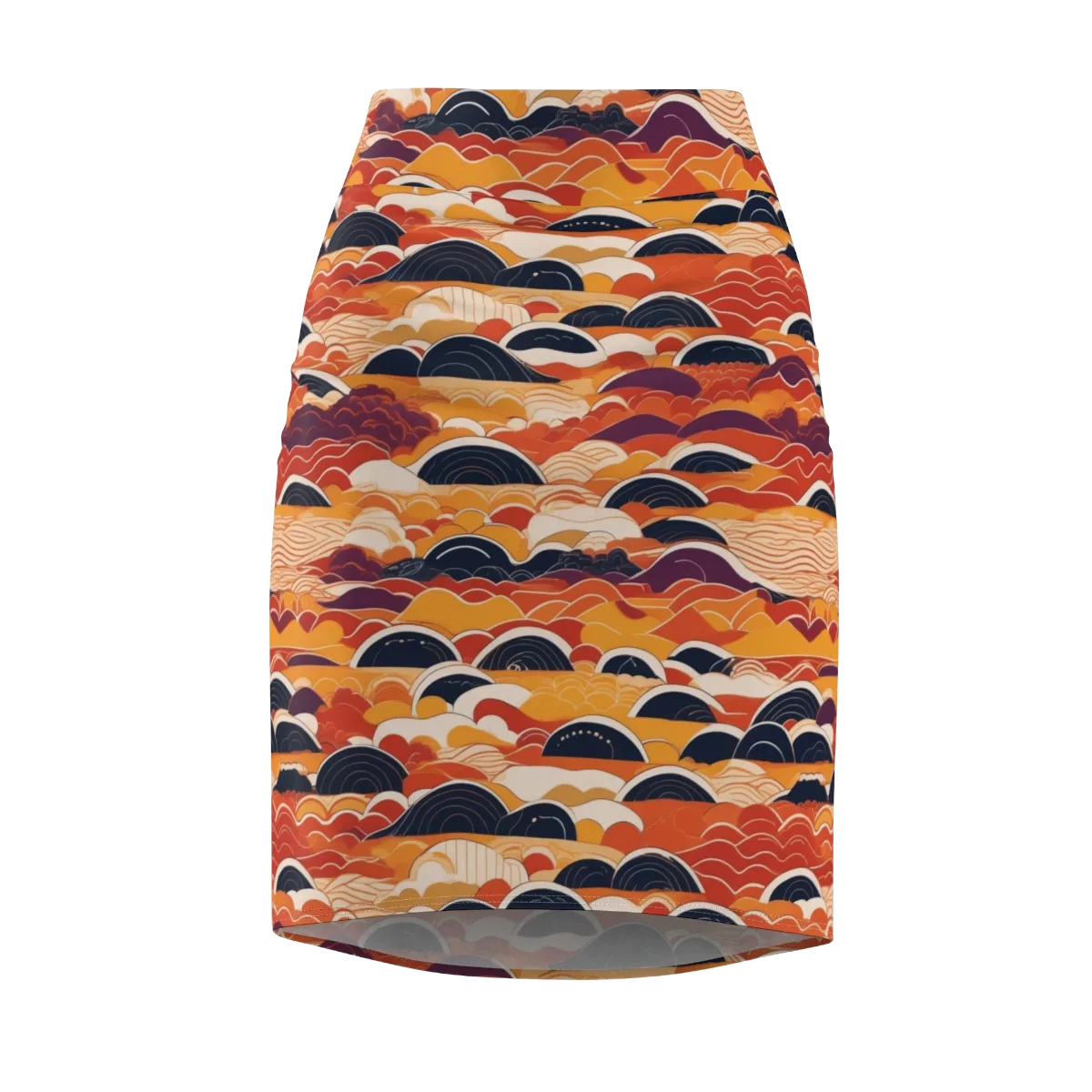Sunset Wave Sonata on Pencil Skirt — Front
