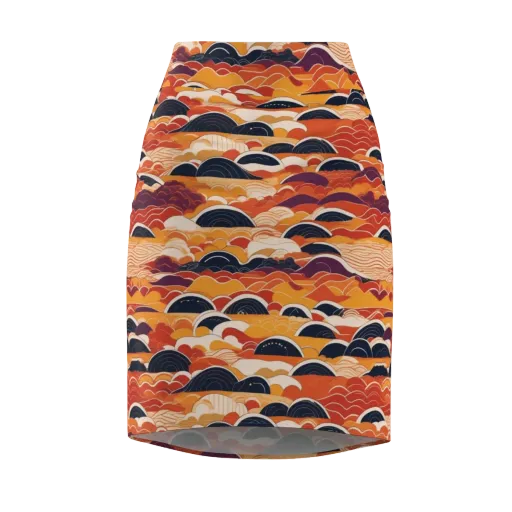 Sunset Wave Sonata on a Pencil Skirt