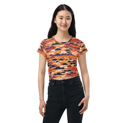 Sunset Wave Sonata on a Crop Tee