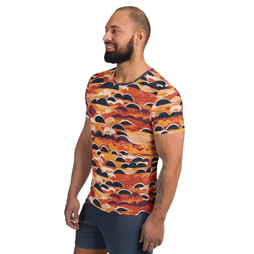 Sunset Wave Sonata on a Men's Athletic T-Shirt