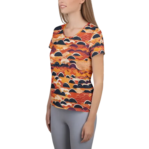Sunset Wave Sonata on a Women's Athletic T-Shirt