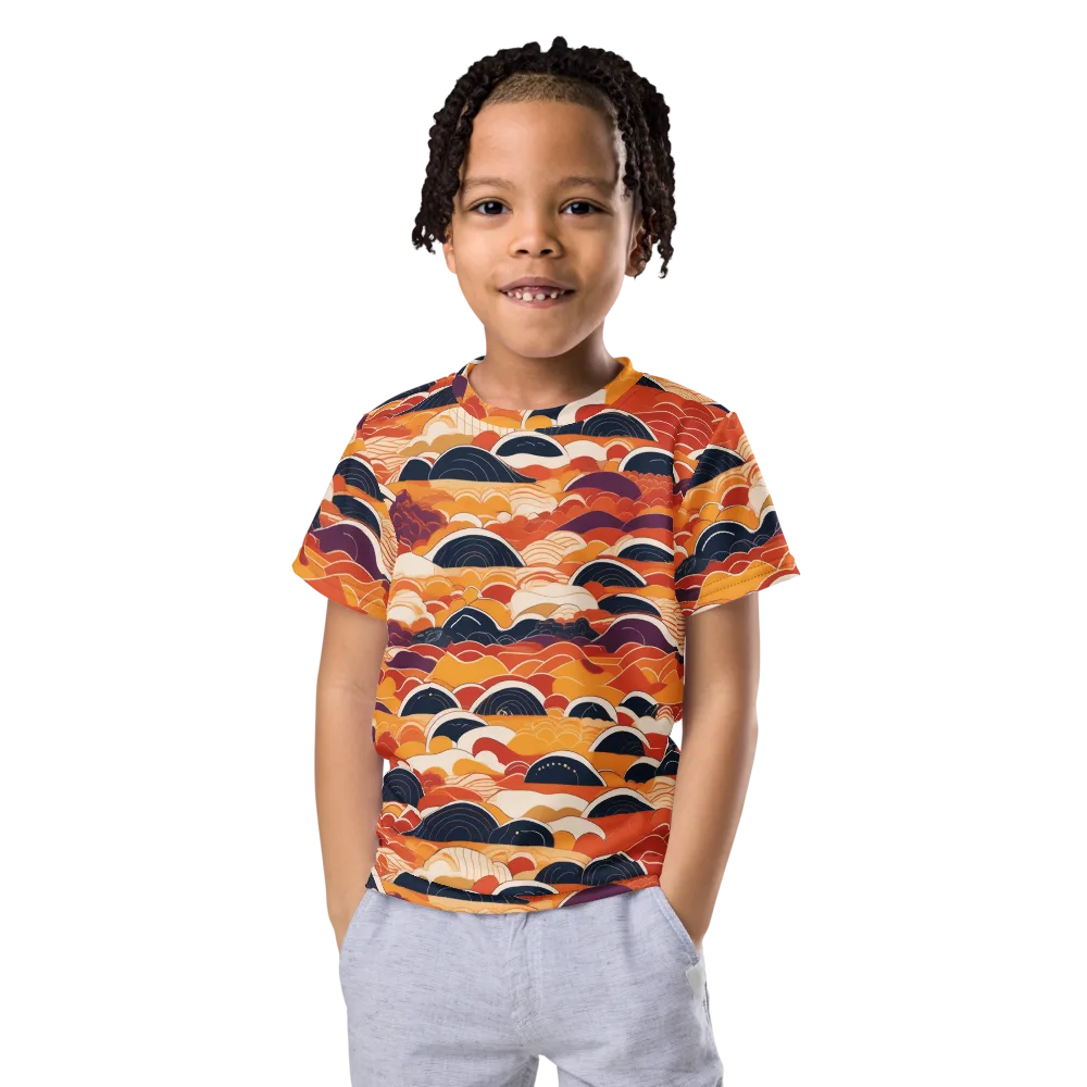 Sunset Wave Sonata on Kids Crew Neck T-Shirt — Front