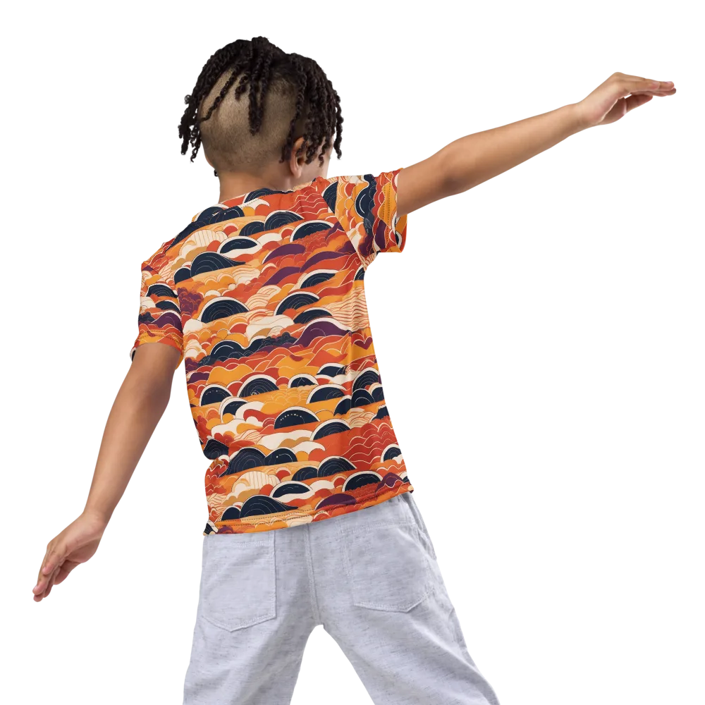 Sunset Wave Sonata on Kids Crew Neck T-Shirt — Back