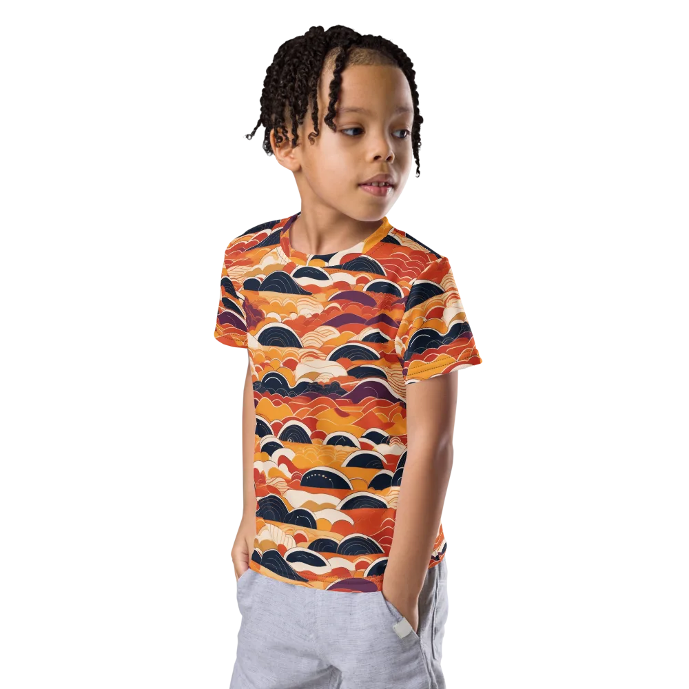 Sunset Wave Sonata on Kids Crew Neck T-Shirt — Left Front
