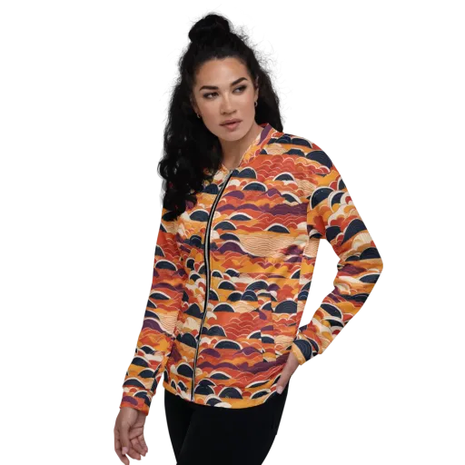 Sunset Wave Sonata on a Bomber Jacket