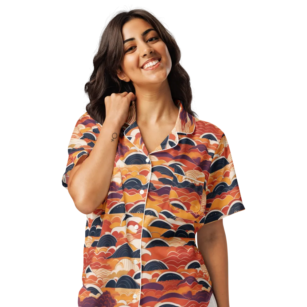 Sunset Wave Sonata on Women's Short Sleeve Pajama Top — Front