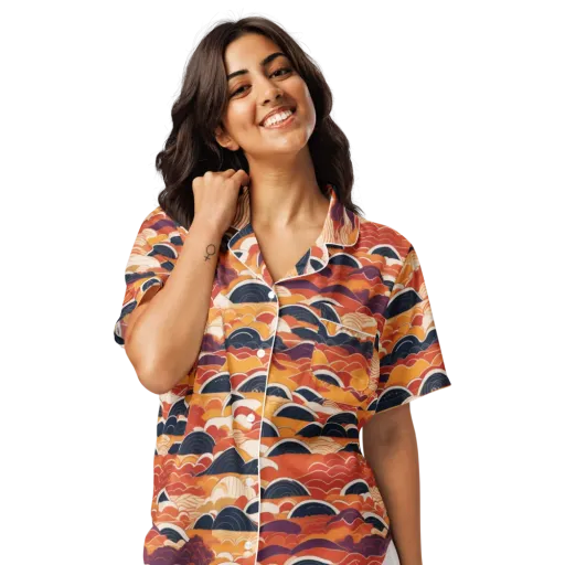 Sunset Wave Sonata on a Women's Short Sleeve Pajama Top