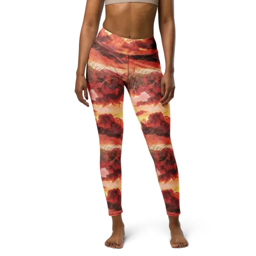 Crimson Sundown on a Yoga Leggings
