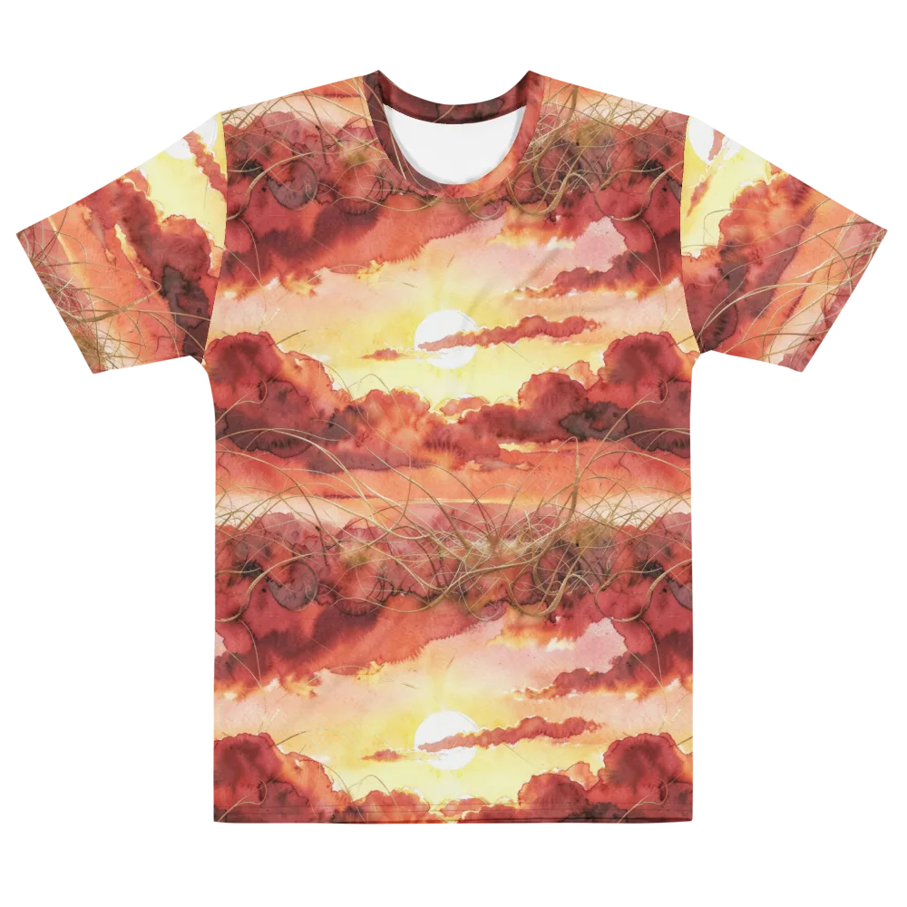 Crimson Sundown on Men's Cotton Crew Neck T-Shirt — Front