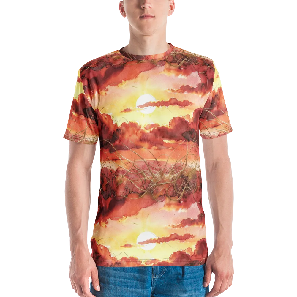 Crimson Sundown on Men's Crew Neck T-Shirt — Front
