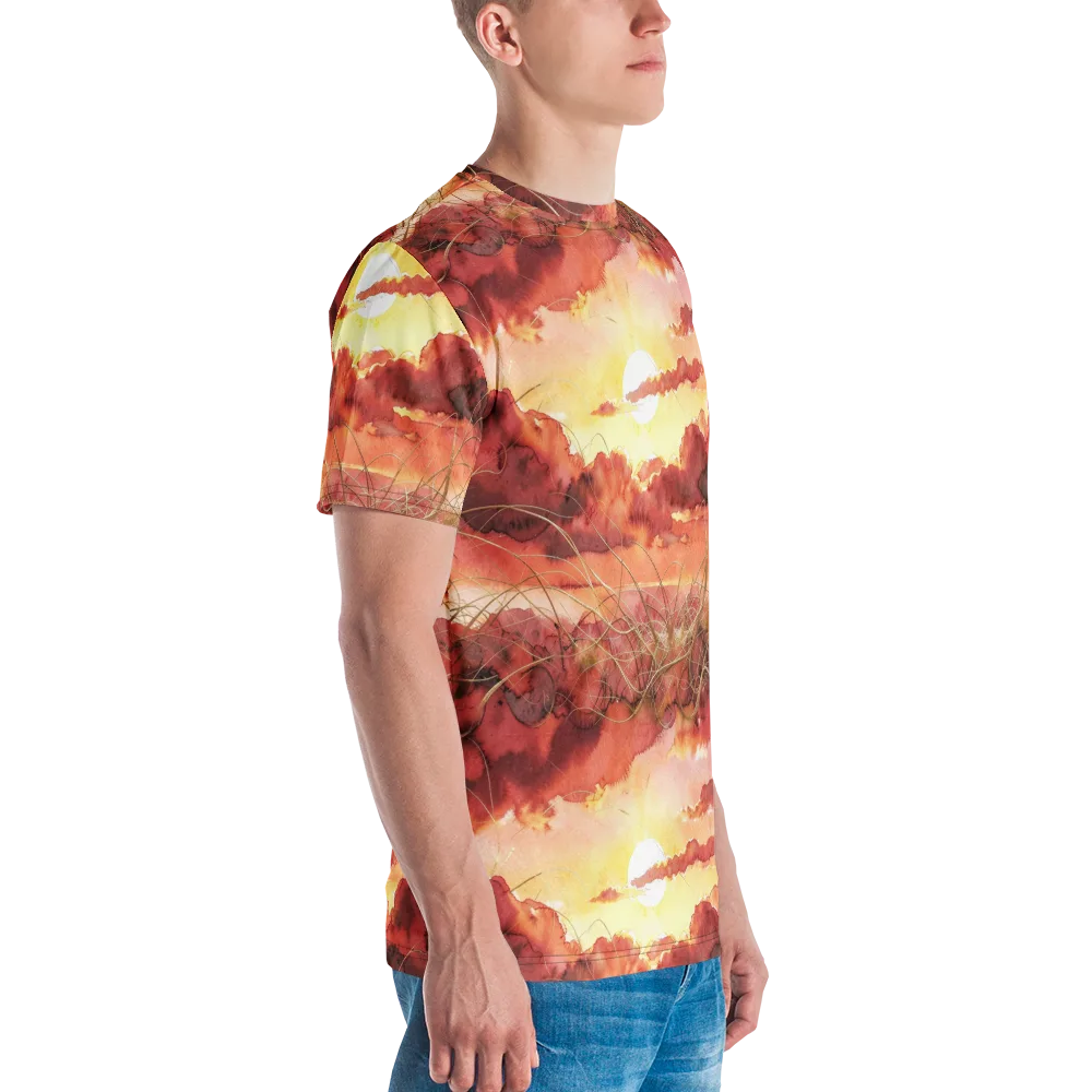 Crimson Sundown on Men's Crew Neck T-Shirt — Right