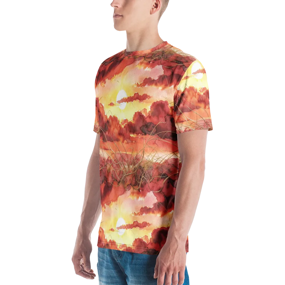 Crimson Sundown on Men's Crew Neck T-Shirt — Left