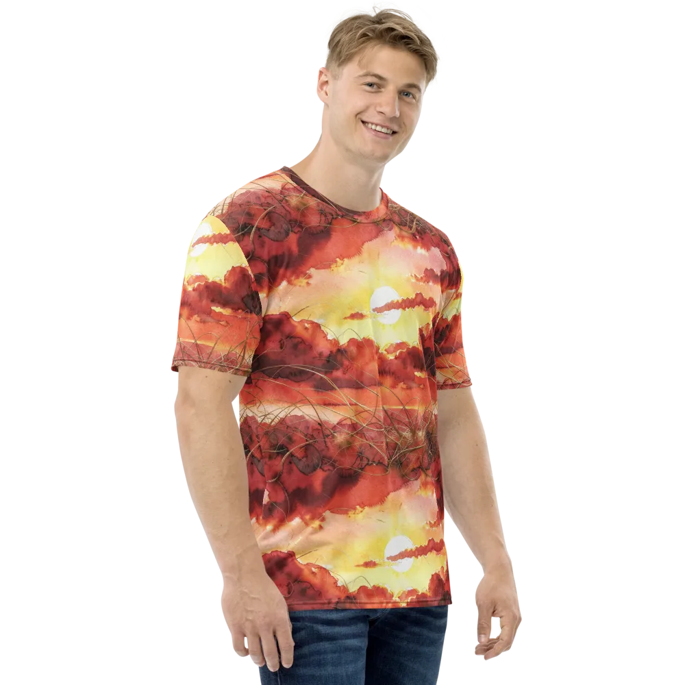 Crimson Sundown on Men's Crew Neck T-Shirt — Right
