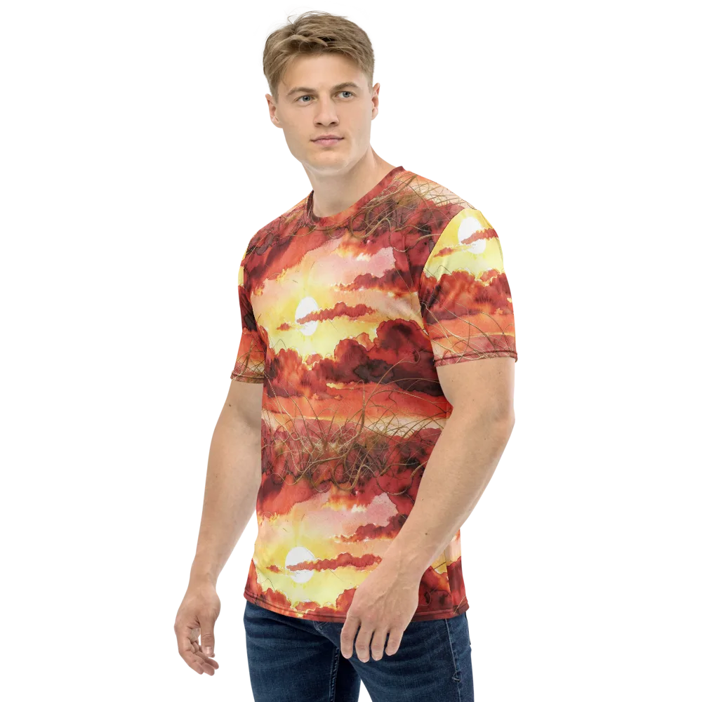 Crimson Sundown on Men's Crew Neck T-Shirt — Left