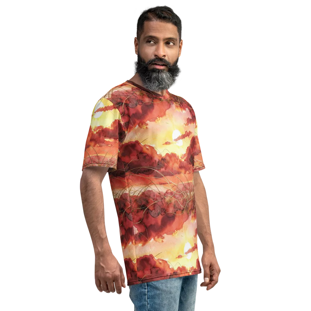 Crimson Sundown on Men's Crew Neck T-Shirt — Right