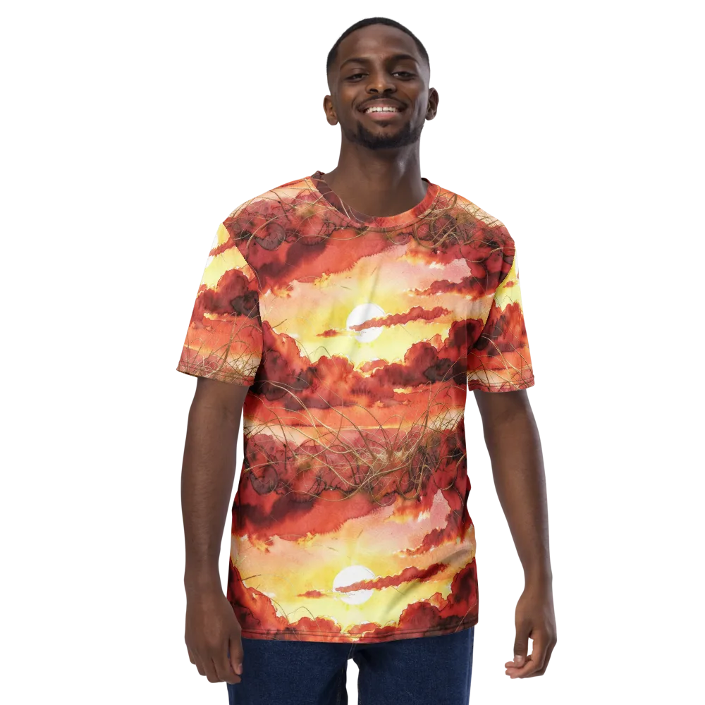 Crimson Sundown on Men's Crew Neck T-Shirt — Front