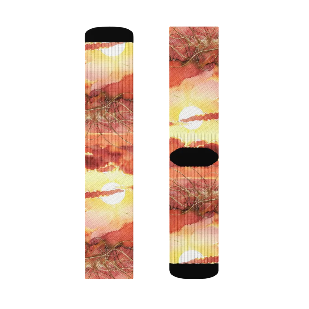 Crimson Sundown on Socks — Right Sock