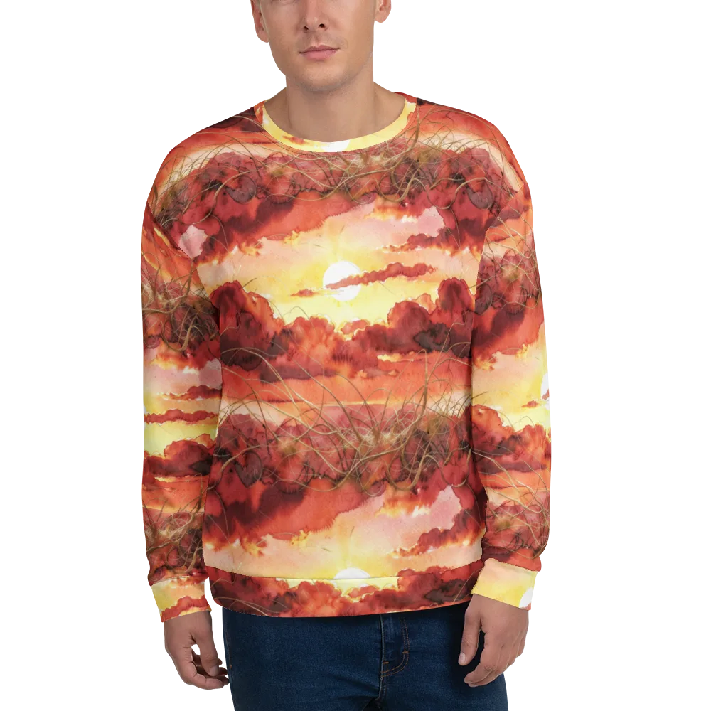 Crimson Sundown on Sweatshirt — Front