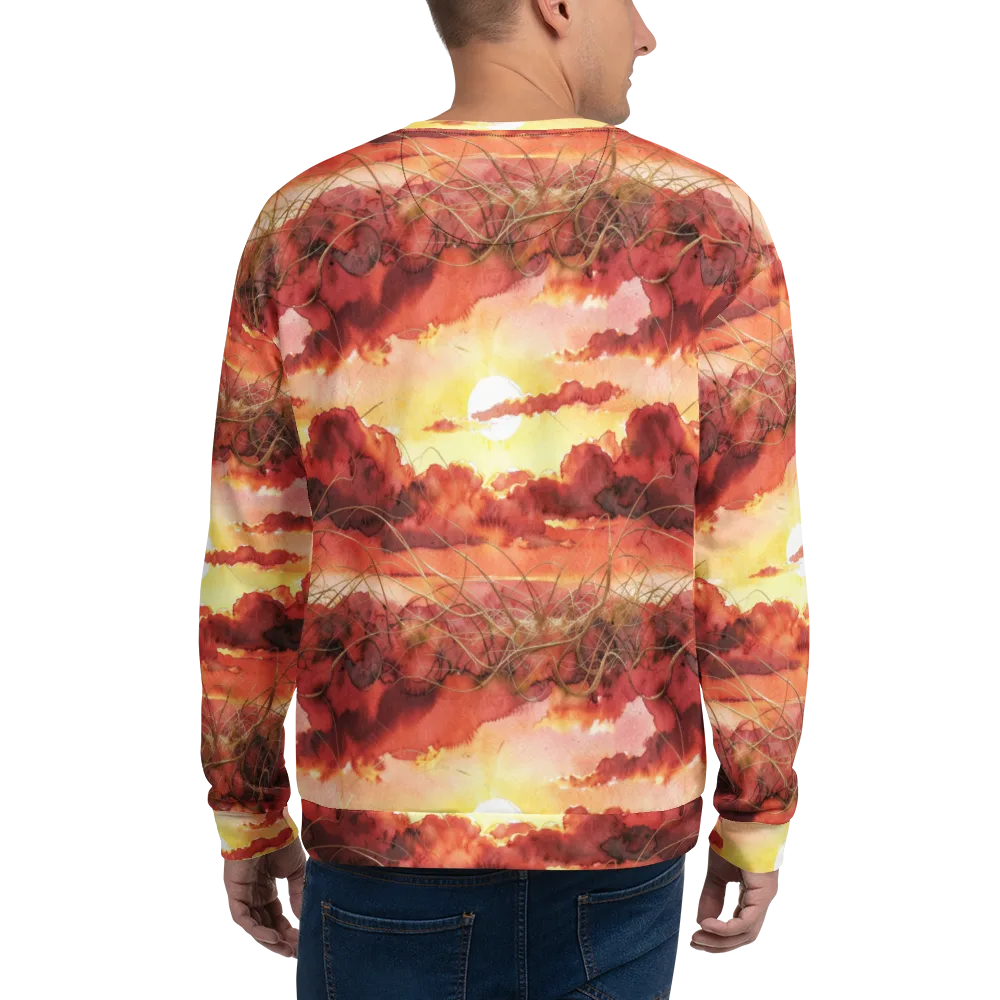 Crimson Sundown on Sweatshirt — Back