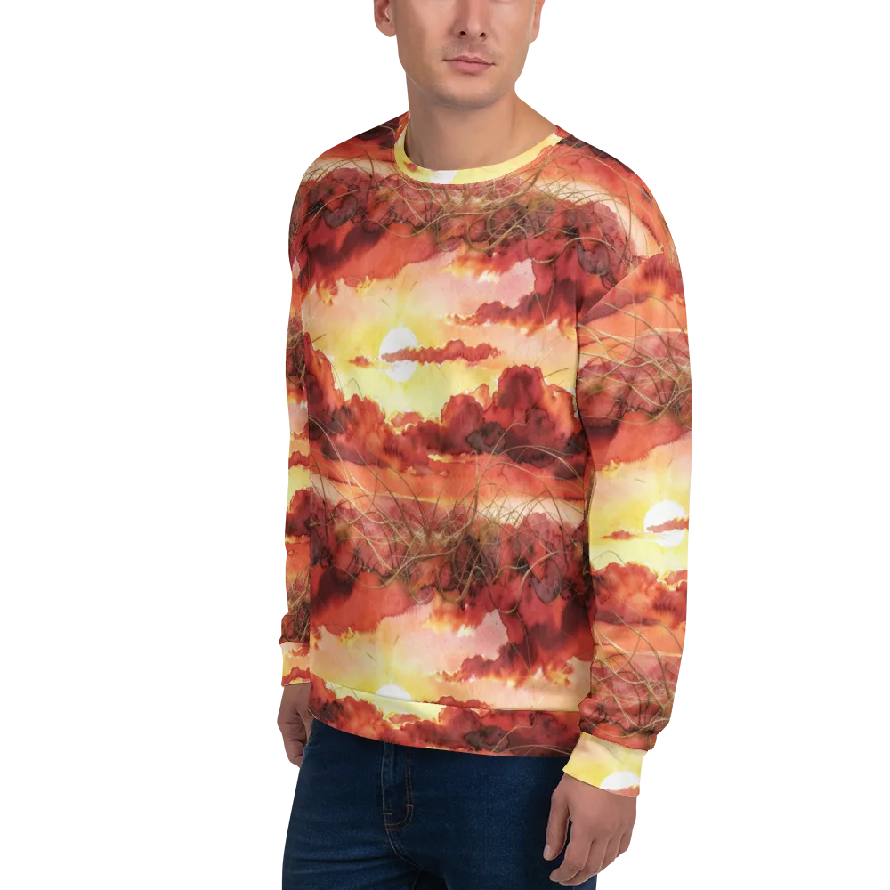 Crimson Sundown on Sweatshirt — Left Front