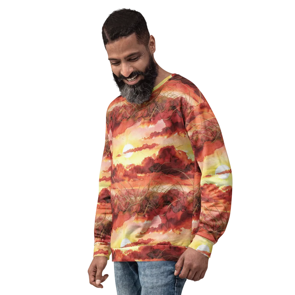 Crimson Sundown on Sweatshirt — Left Front