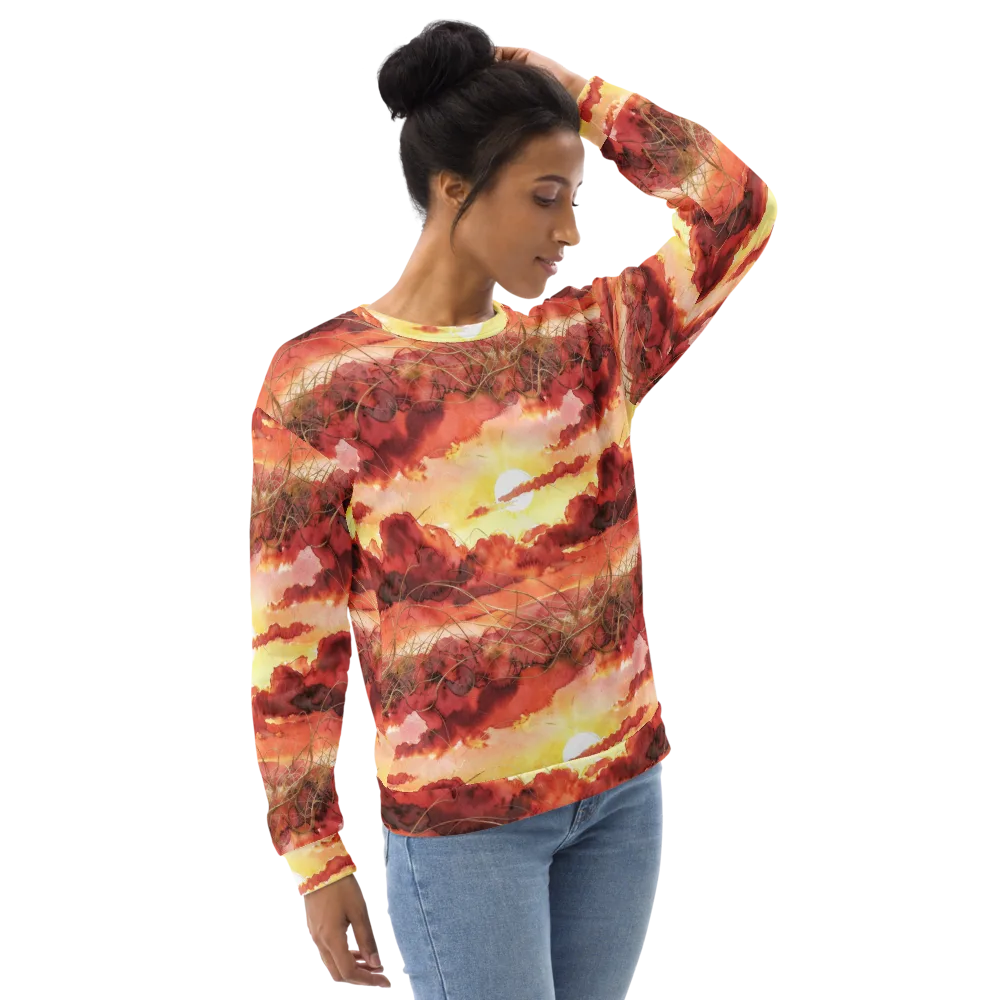 Crimson Sundown on Sweatshirt — Right Front