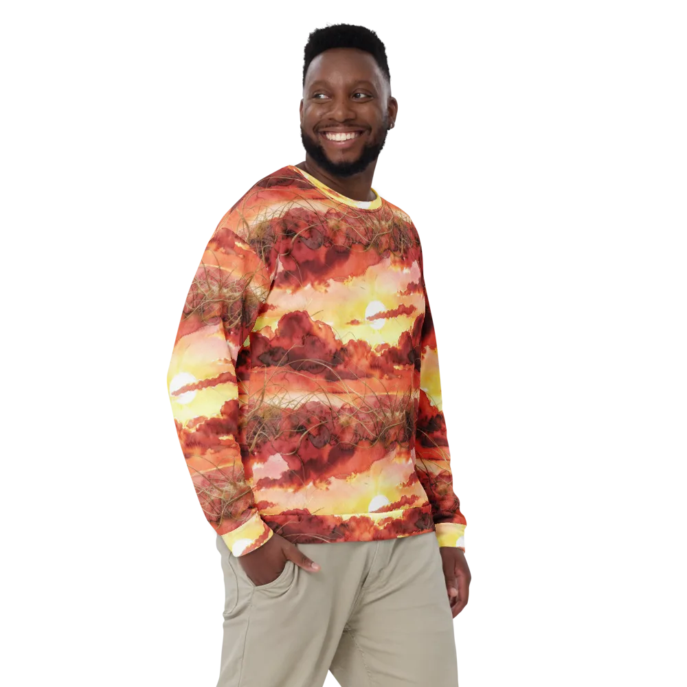 Crimson Sundown on Sweatshirt — Front