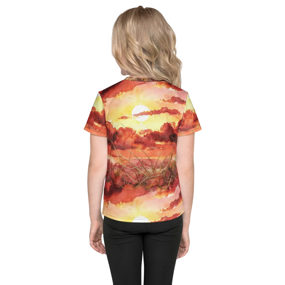 Crimson Sundown on Kids Crew Neck T-Shirt — Back
