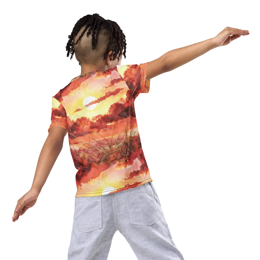 Crimson Sundown on Kids Crew Neck T-Shirt — Back