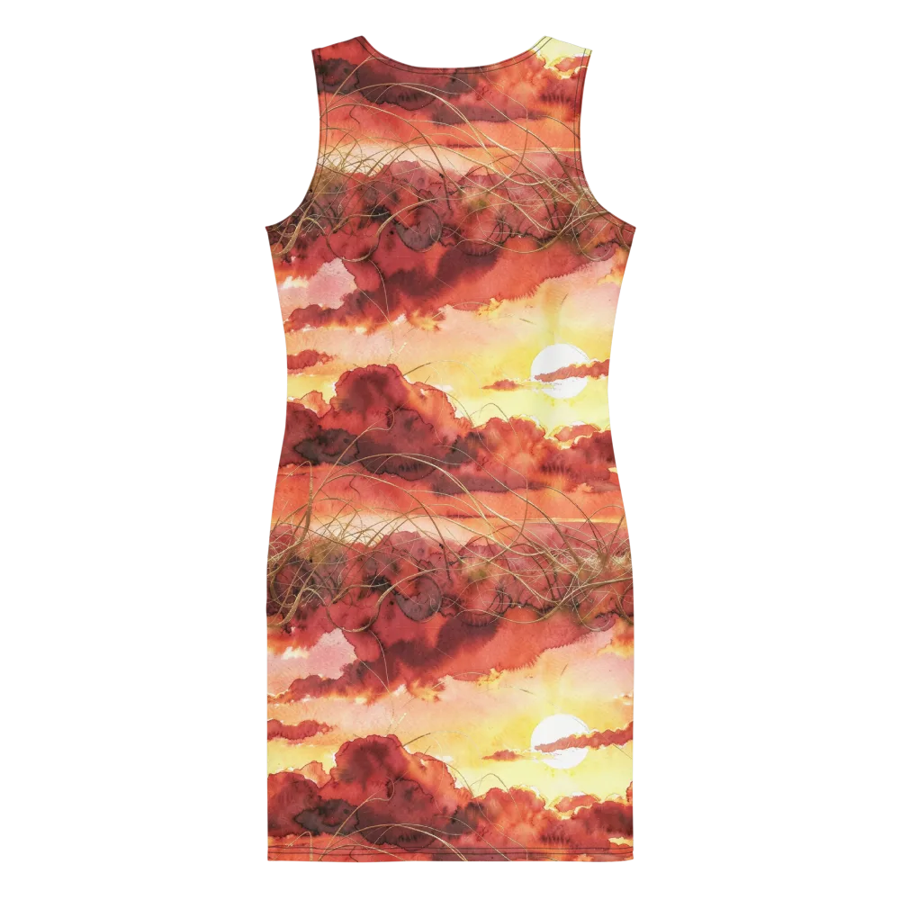 Crimson Sundown on Bodycon Dress — Back