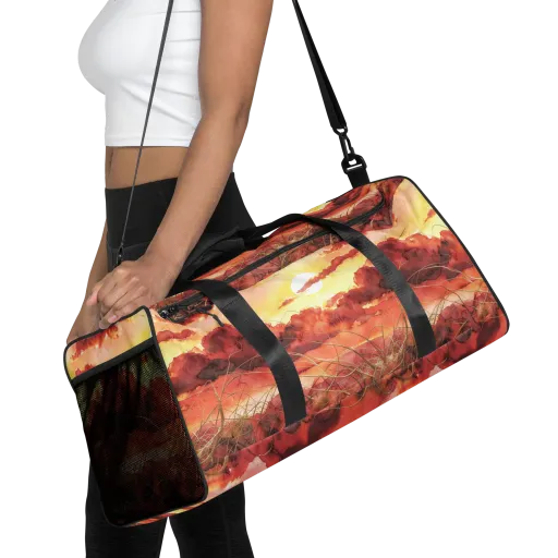 Crimson Sundown on a Duffle Bag