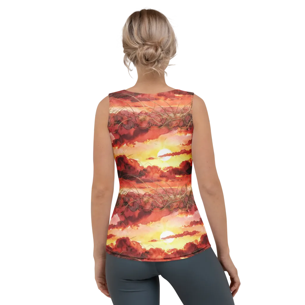 Crimson Sundown on Women's Tank Top — Back