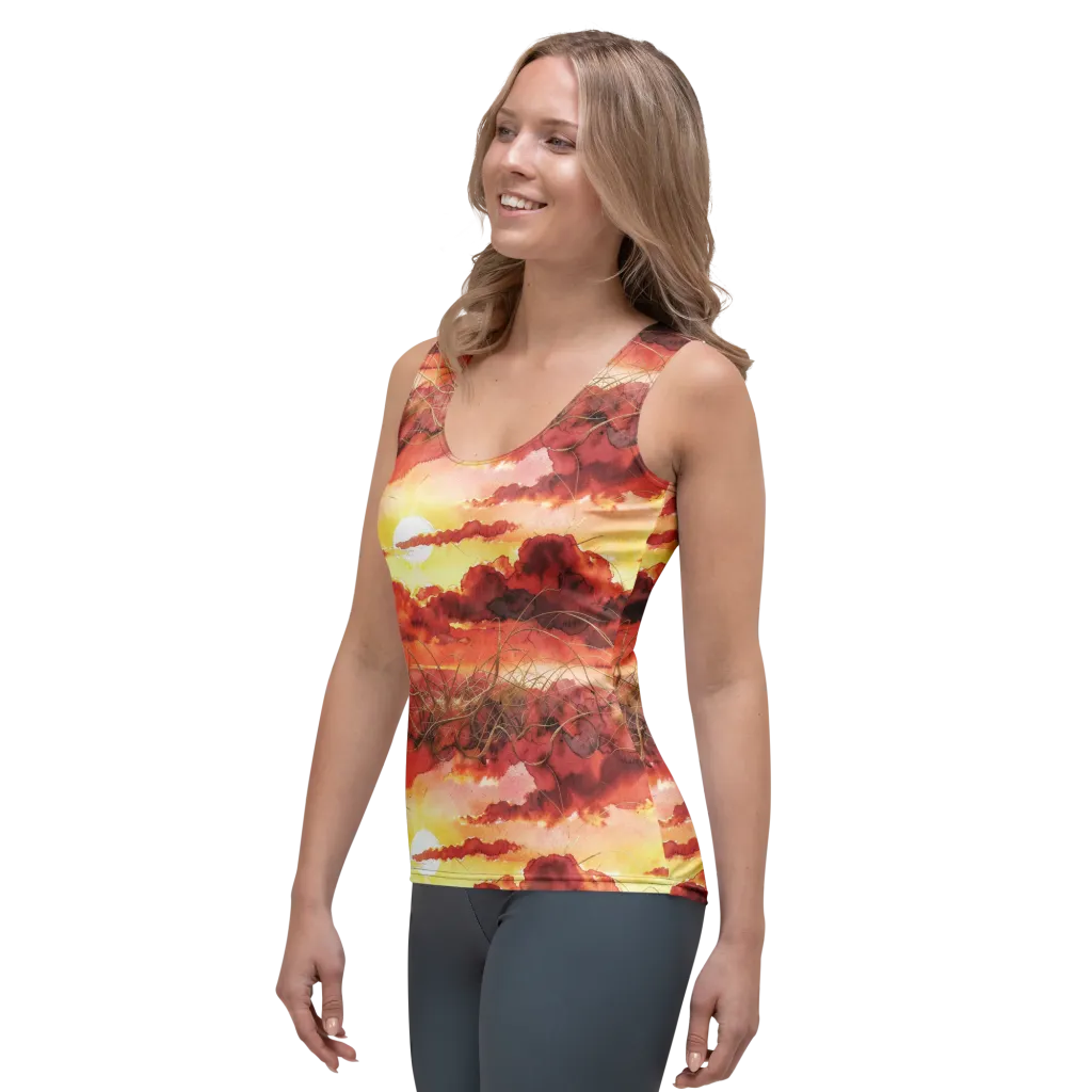 Crimson Sundown on Women's Tank Top — Left Front