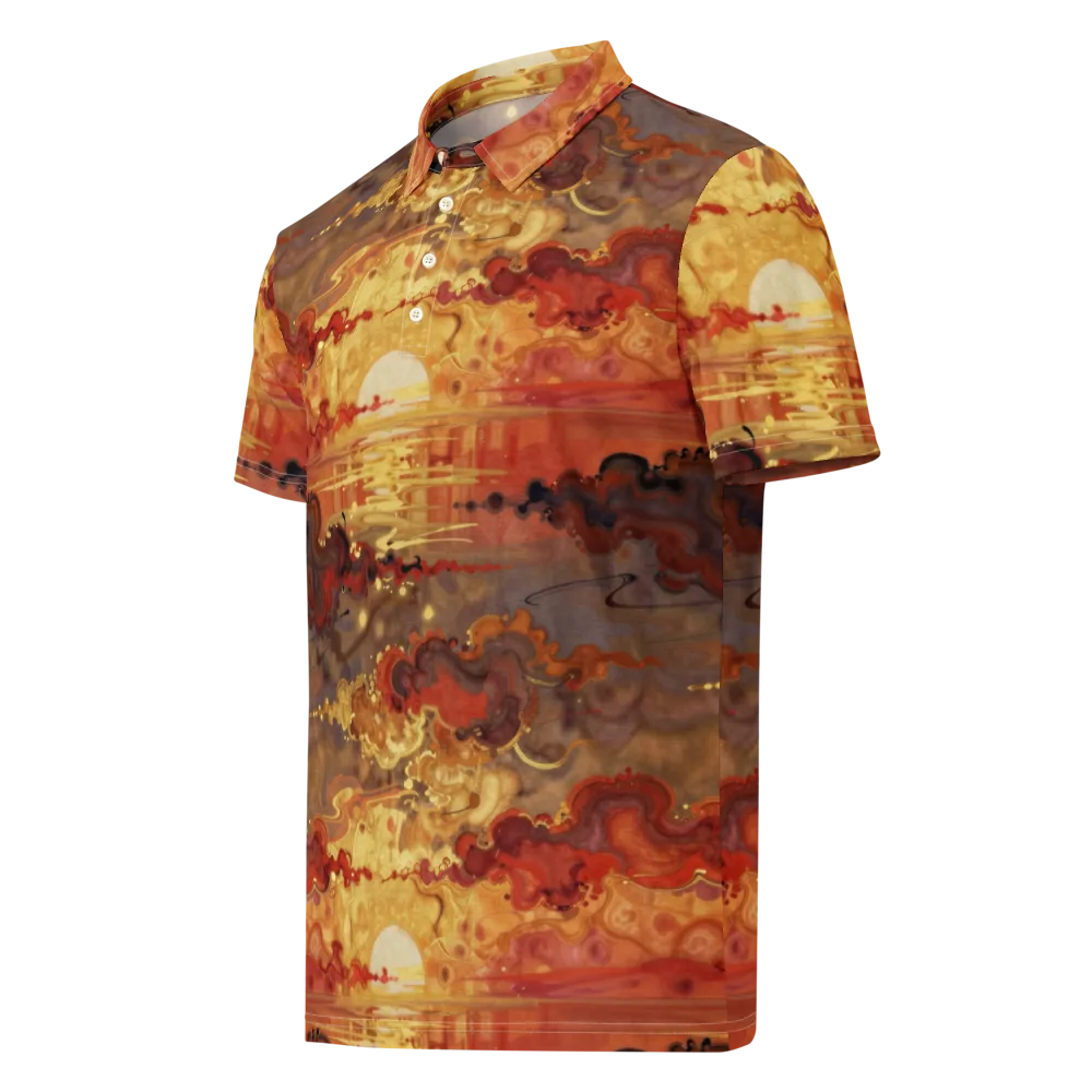 Gilded Afterglow on Men's Slim Fit Polo Shirt — Left Front