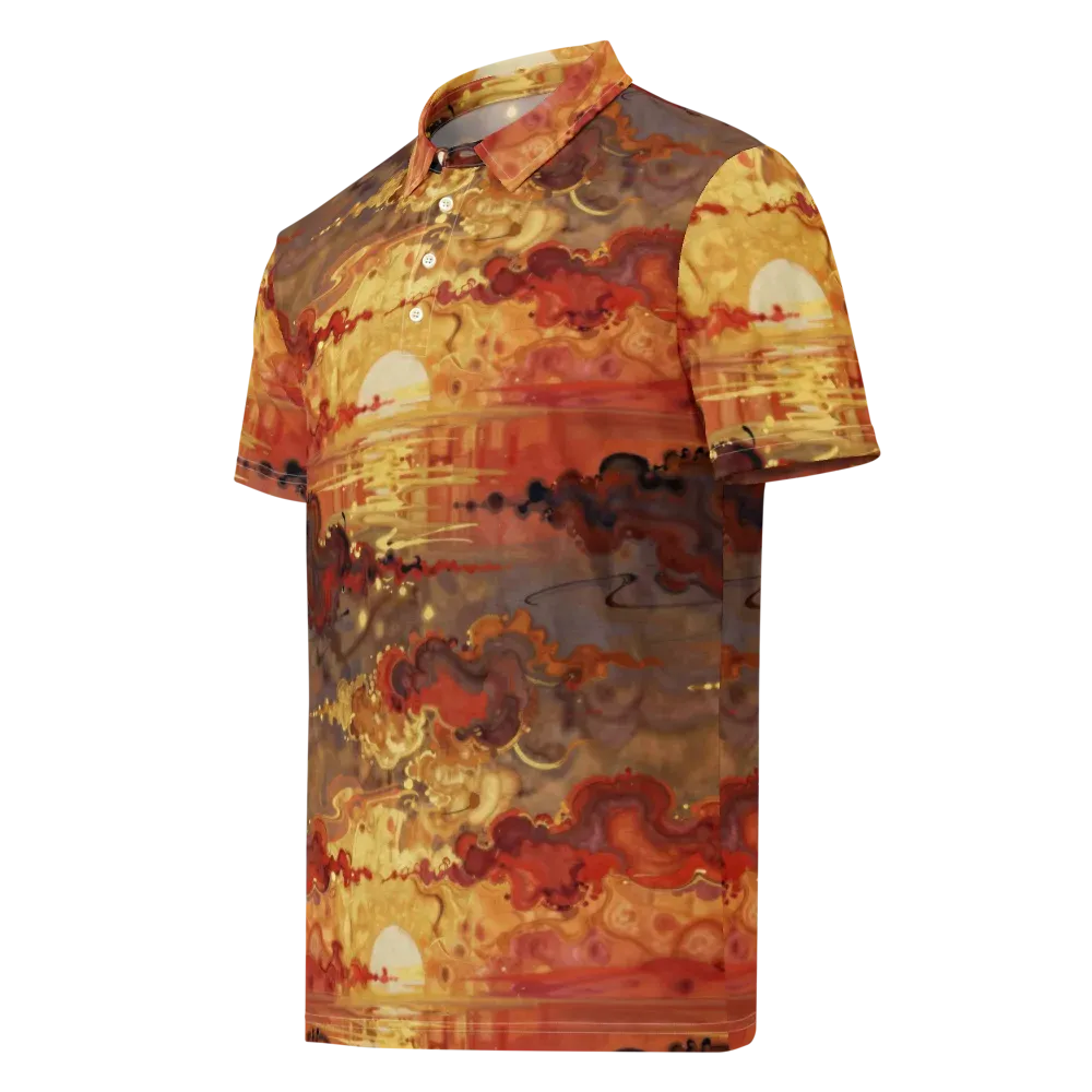 Gilded Afterglow on Men's Slim Fit Polo Shirt — Left Front