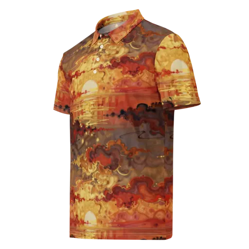 Gilded Afterglow on a Men's Slim Fit Polo Shirt