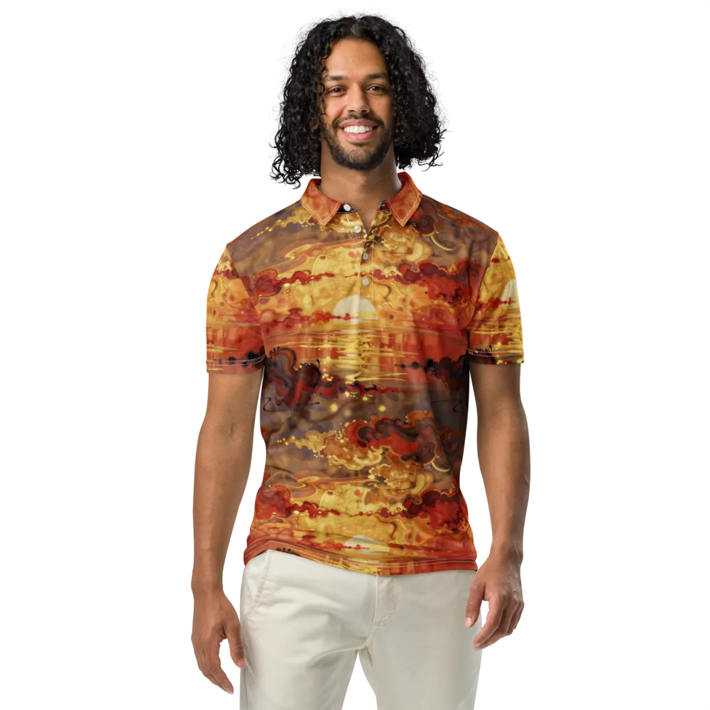 Gilded Afterglow on Men's Slim Fit Polo Shirt — Front