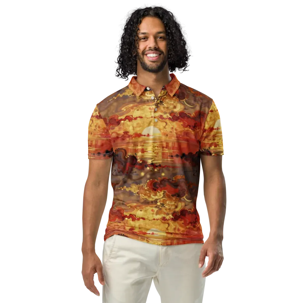 Gilded Afterglow on Men's Slim Fit Polo Shirt — Front