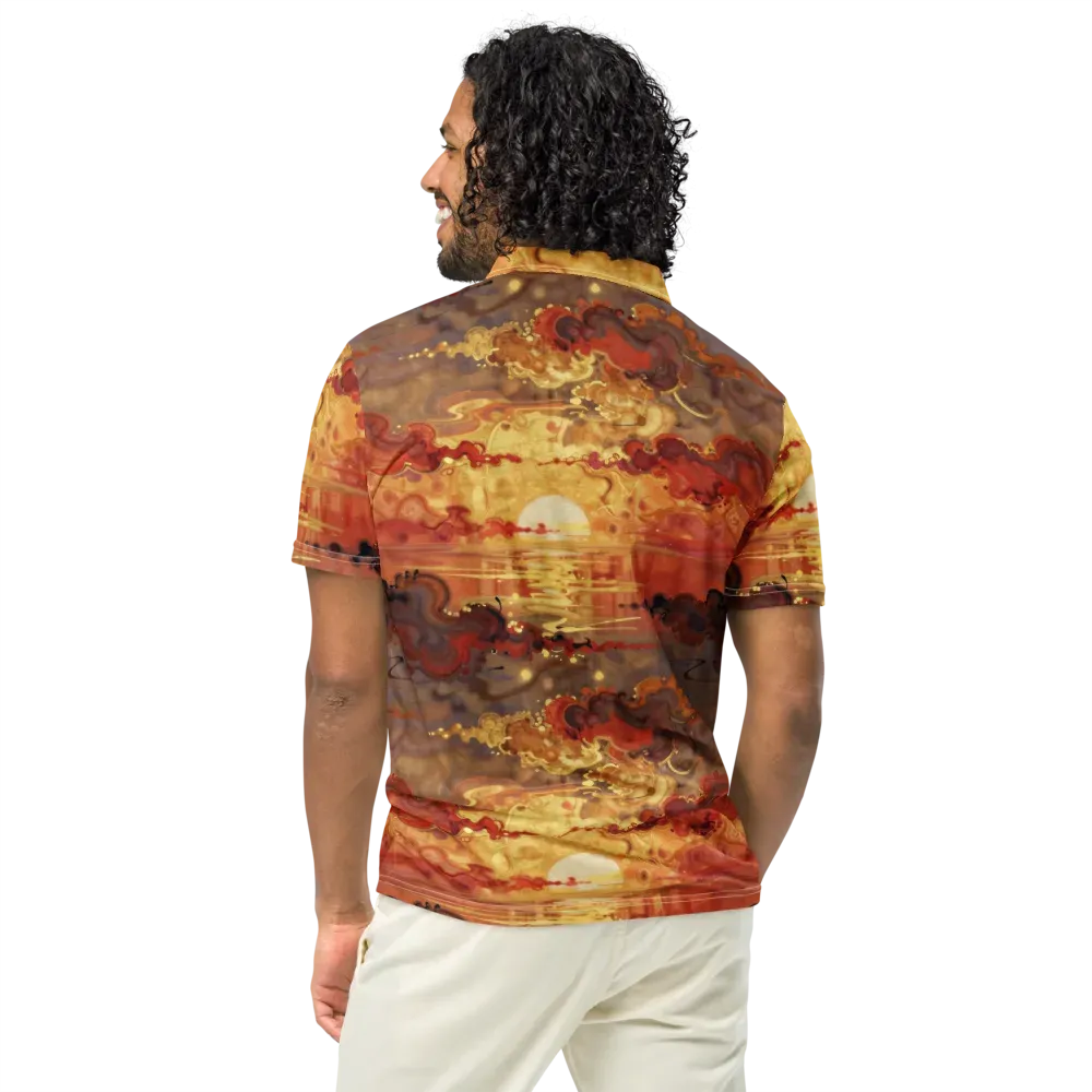 Gilded Afterglow on Men's Slim Fit Polo Shirt — Back